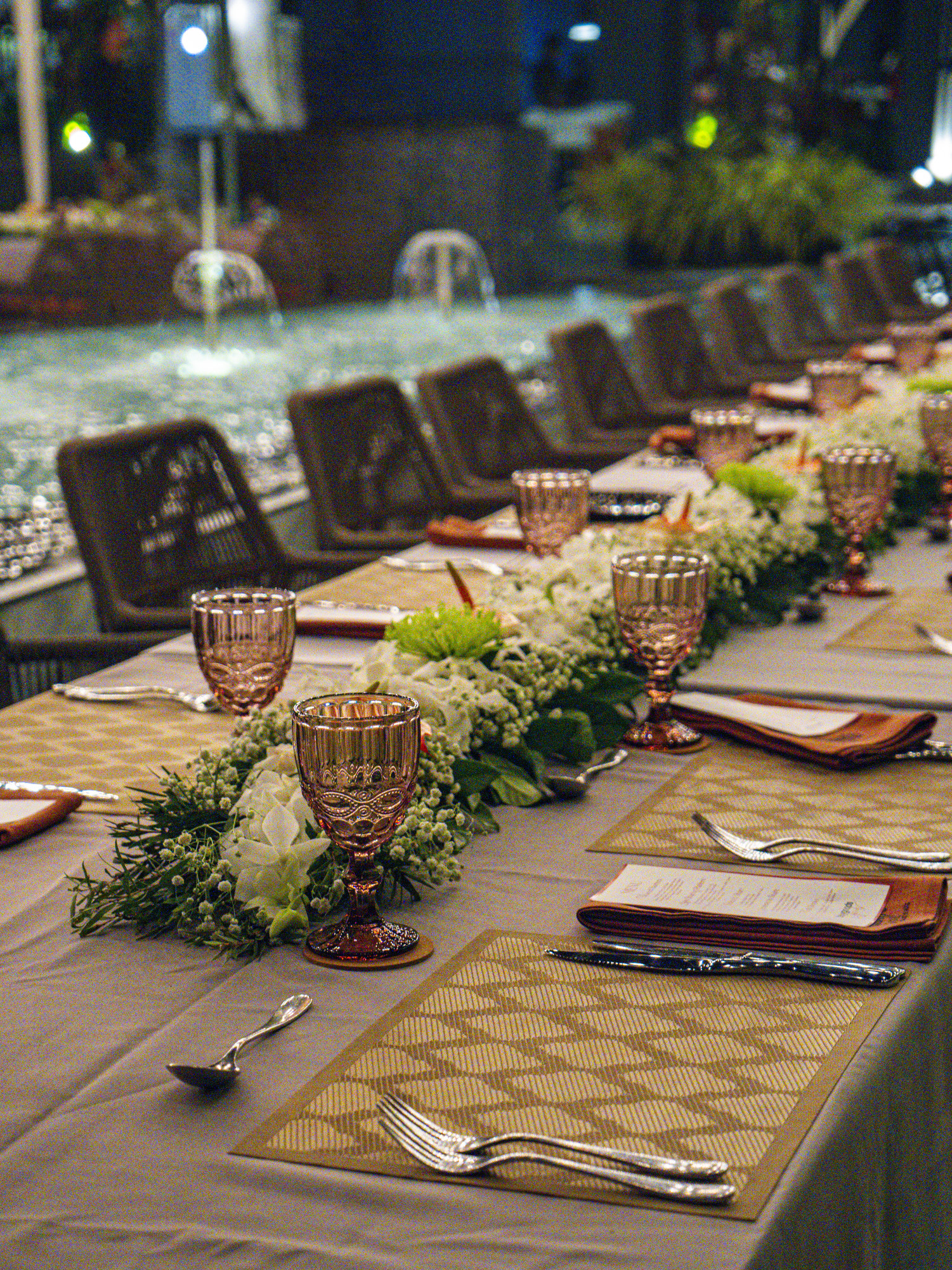 Long table set for a private dinner